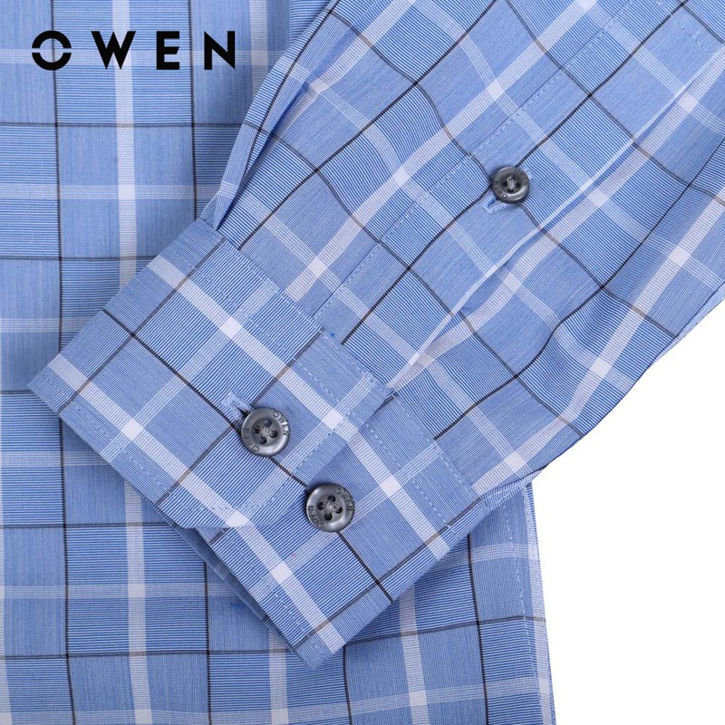 Áo Sơ mi dài tay nam Owen Sợi sen Regularfit màu xanh - AR91483DT | BigBuy360 - bigbuy360.vn