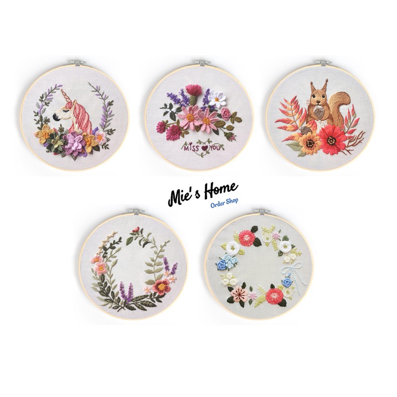 (Có khung) DIY Châu Âu Tự Thêu Thủ công Vá Cross Stitch Kit Hoa Tranh Thêu Trang trí nội thấy thủ công hình hoa xinh Mie