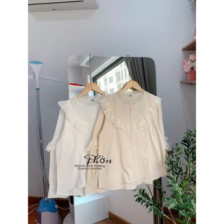 [🚛FREESHIP]Áo sơ mi tiểu thư phối ren tay[Ảnh thật kèm video]