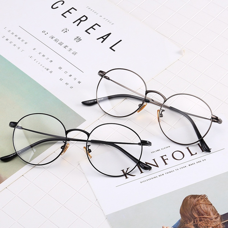 Kính mắt chống ánh sáng xanh Gọng Tròn Thời Trang Nam Nữ AVIATORAORON gọng kính giả cận Phong Cách Retro Đơn Giản