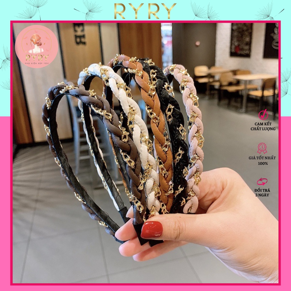 Cài Tóc Đan Xoắn Vải Da Xinh Xắn Phong Cách Hàn Quốc Cho Nữ