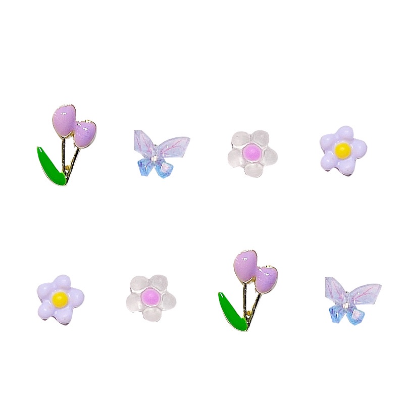 Bông Tai Mạ Bạc 925 Hình Hoa Tulip Nhiều Màu Sắc Xinh Xắn Cho Nữ