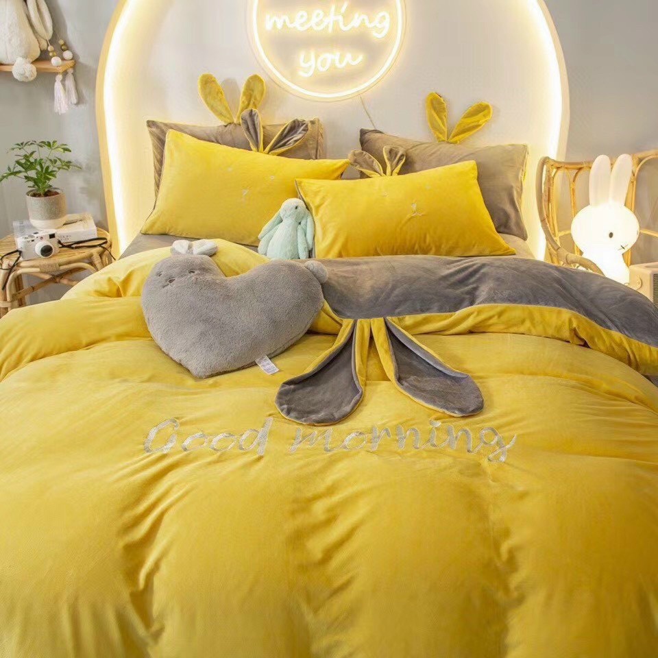 Bộ Vỏ Chăn Ga Gối Nỉ Nhung tai thỏ nhập khẩu đủ mọi kích thước HASUKO 1M2 .1M4 .1M6 .1M8 .2M2