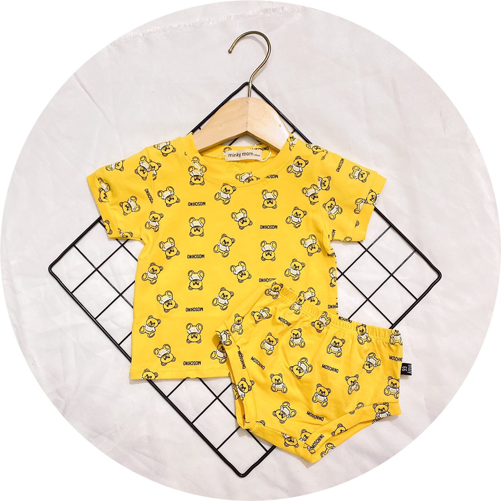 Bộ Chip In Hình Gấu Cho Bé Trai Bé Gái Minky Mom - Chất Cotton 100% Co Giãn Tốt Mềm Mịn Thoáng Mát Thấm Hút Mồ Hôi