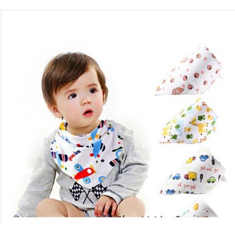 SET 3 KHĂN TAM GIÁC Cotton CÚC BẤM CHO BÉ,KHĂN VẠT CHÉO BẤM CÚC,KHĂN QUÀNG CỔ CHO BÉ