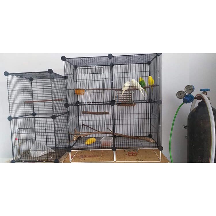 &lt; Tặng Dây Rút &gt; COMBO Chuồng Chim , Chuồng Hamster, Thú cưng nhỏ - Kèm khay vệ sinh , đủ phụ kiện lắp- cao 82cm