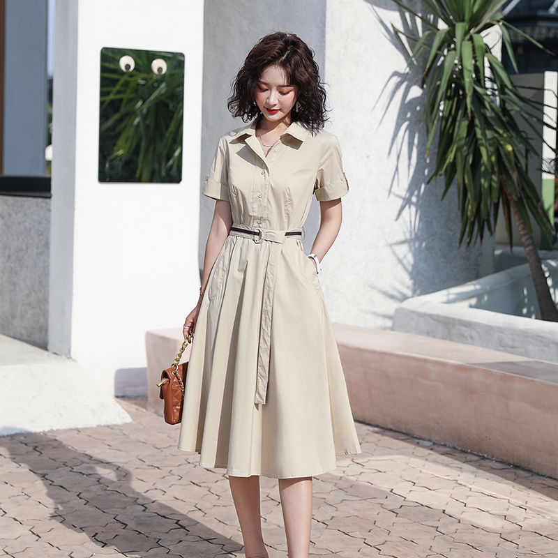 Đầm Sơ Mi Ngắn Tay Màu Sắc Xinh Xắn Dành Cho Nữ