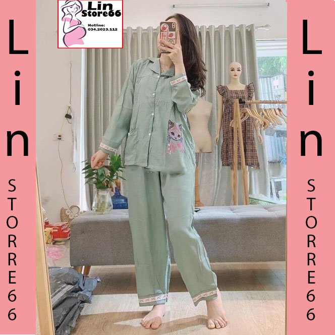Bộ Bầu Và Sau Sinh Pijama Dài Tay Quần Dài 2 Chức Năng Có Khóa Cho Con Bú Mặc ở Nhà A074 Lin Store66