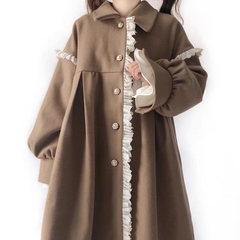Áo Khoác Dạ Ulzzang Dáng Dài Lolita - Kèm ảnh thật
