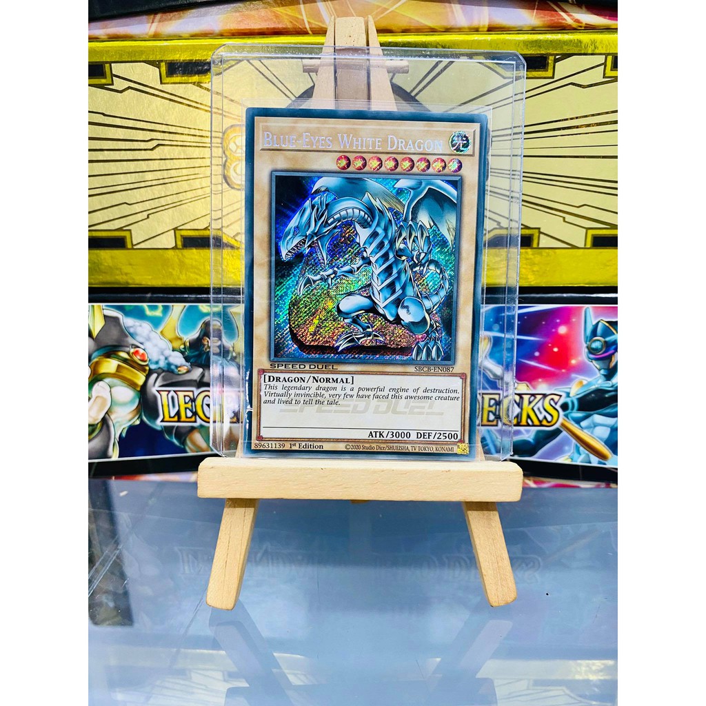 [ Dưa Hấu Yugioh ] Lá bài thẻ bài Blue Eyes White Dragon - Secret Rare - Tặng bọc bài nhựa bảo quản