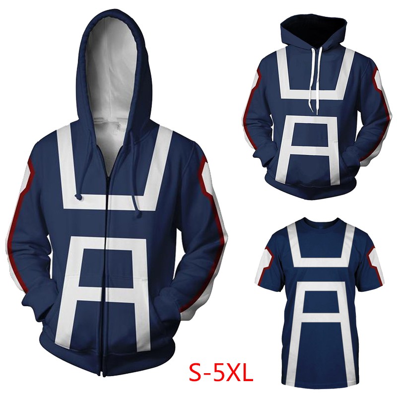 Áo hoodie họa tiết 3D nhân vật anime my hero academia thời trang