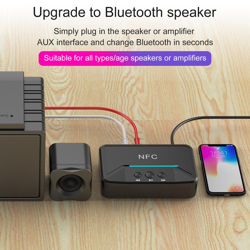 Bộ Chuyển Đổi Âm Thanh Không Dây Bluetooth 5.0 NFC 3.5mm AUX Hoặc RCA Đầu Vào Cho Tai Nghe HD HiFi