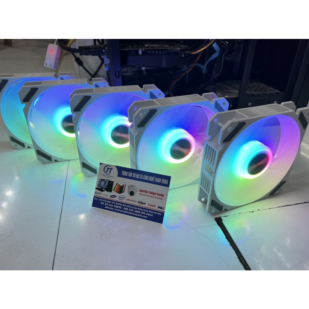 Quạt Tản Nhiệt, Fan Led RGB Coolmoon Y2 Có Điều Tốc PWM - Led Sync Main 3 Pin 5v Bộ Hub Coolmoon P-ARGB PWM