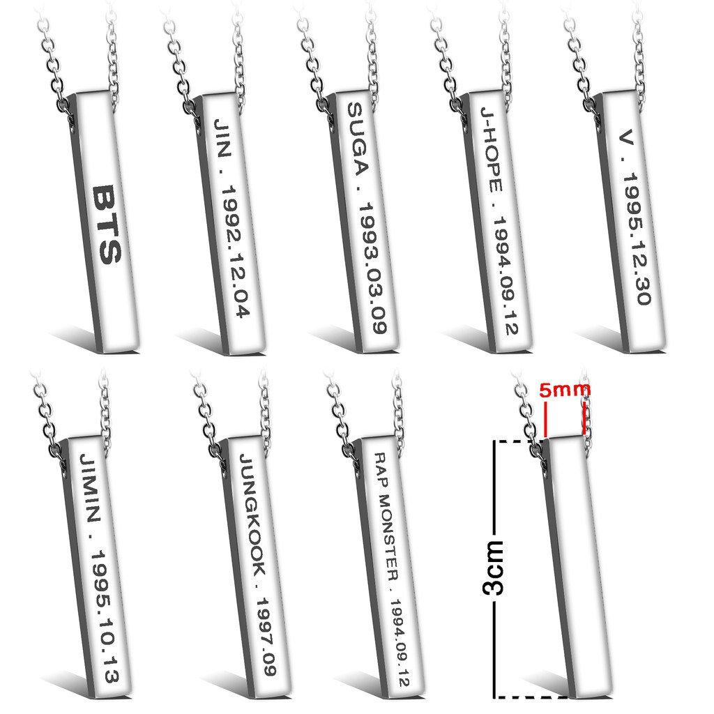 Dây chuyền titan unisex thanh dài 4cm không gỉ khắc chữ theo yêu cầu UN190401