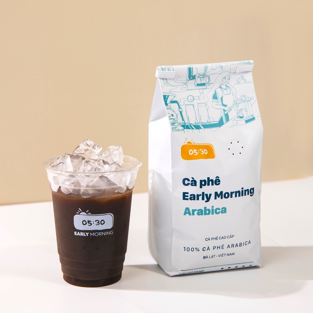 Cafe nguyên chất rang xay arabica EARLY MORNING, cà phê hạt xay bột pha phin pha máy 250gr | BigBuy360 - bigbuy360.vn