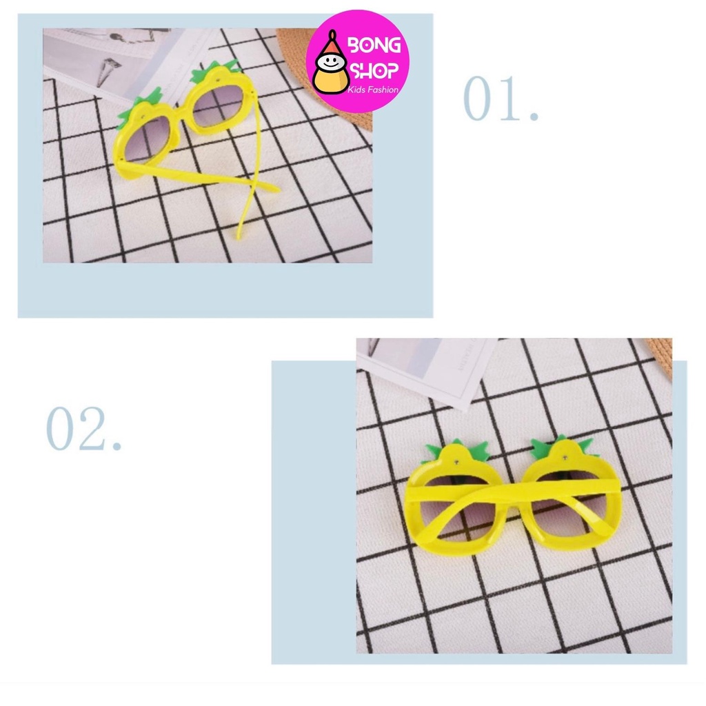 Kính trẻ em, Kính râm thiết kế hình HOA QUẢ xinh xắn dành cho bé Trai Bé Gái loại CAO CẤP