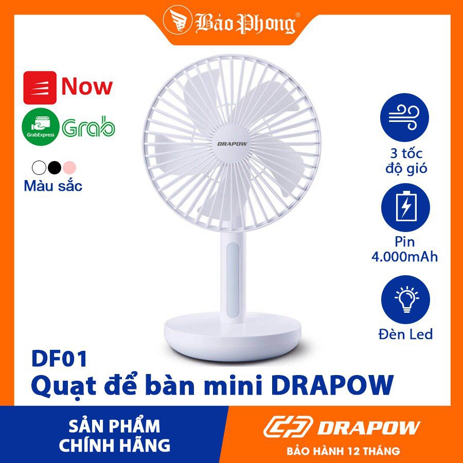 Quạt để bàn tích điện chính hãng DRAPOW DF01 Mini dành cho văn phòng / gia đình / sinh viên / du lịch giá rẻ xịn mát