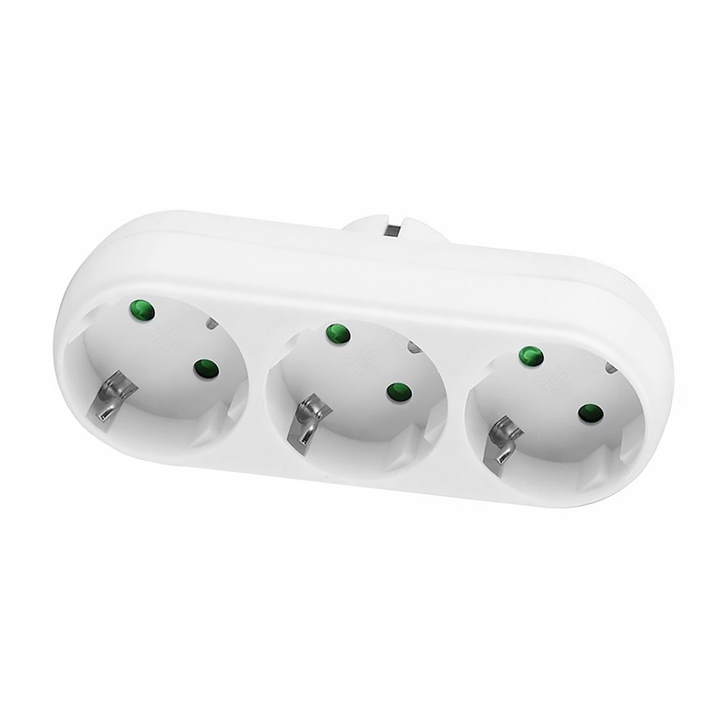 Runbu-EU Standard Three-pole Power Convert Plug Wall Socket 16A 250V 3way Outlet Triple German Standard Adapter