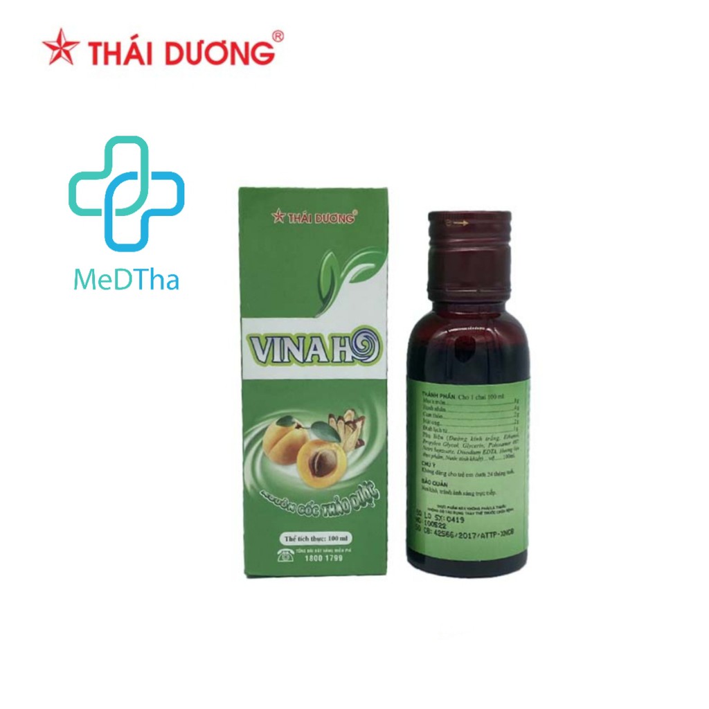 Siro ho VINAHO Thái Dương - Bổ phế, giảm ho, long đờm (Lọ 100ml) [Chính hãng]