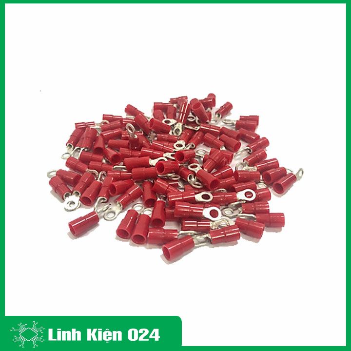 Gói 100 chiếc đầu cos tròn RV bọc cao su màu đỏ, vàng, xanh dương