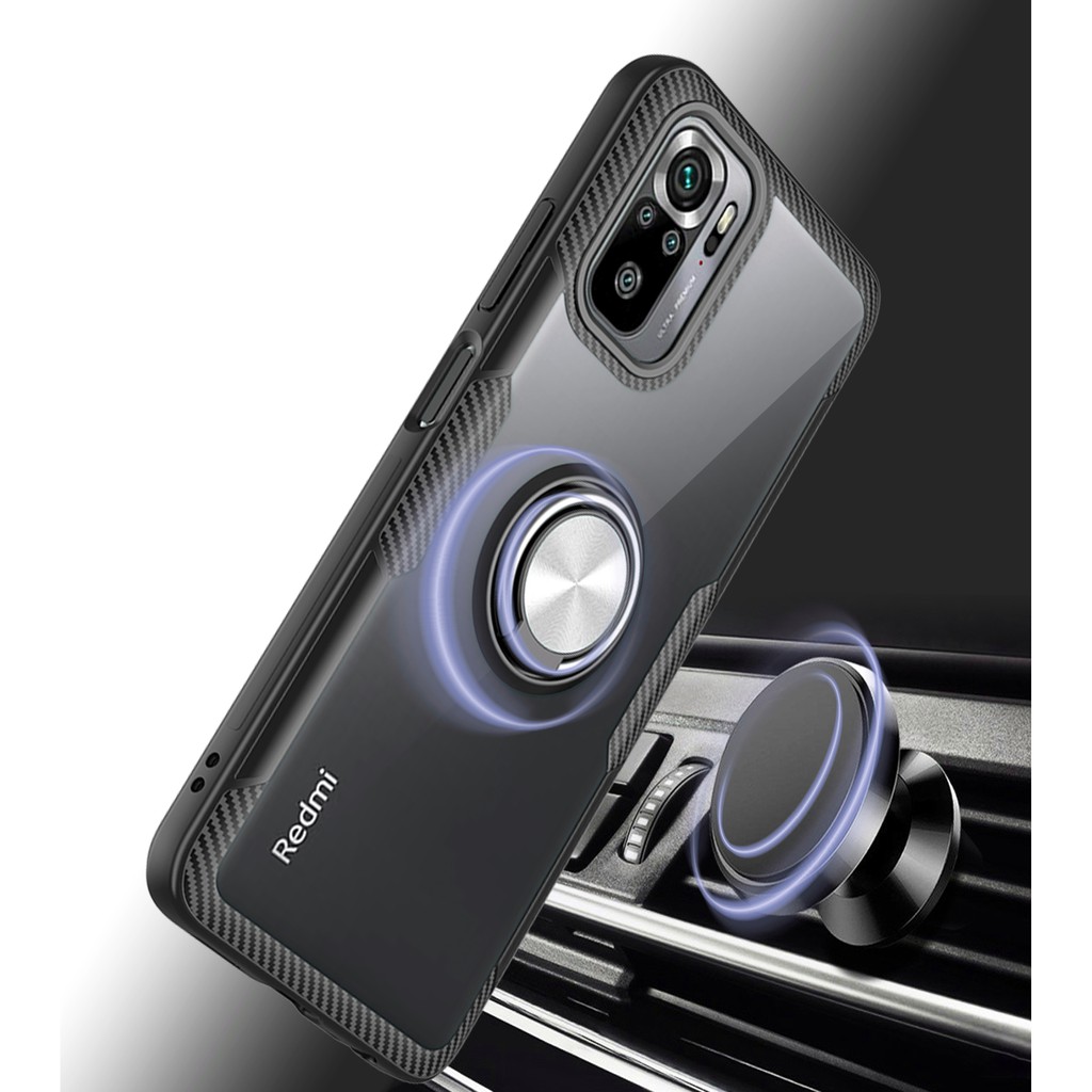 Ốp lưng Redmi Note 10 / Note 10s chống sốc giá đỡ nhẫn Iring lưng trong viền màu cao cấp