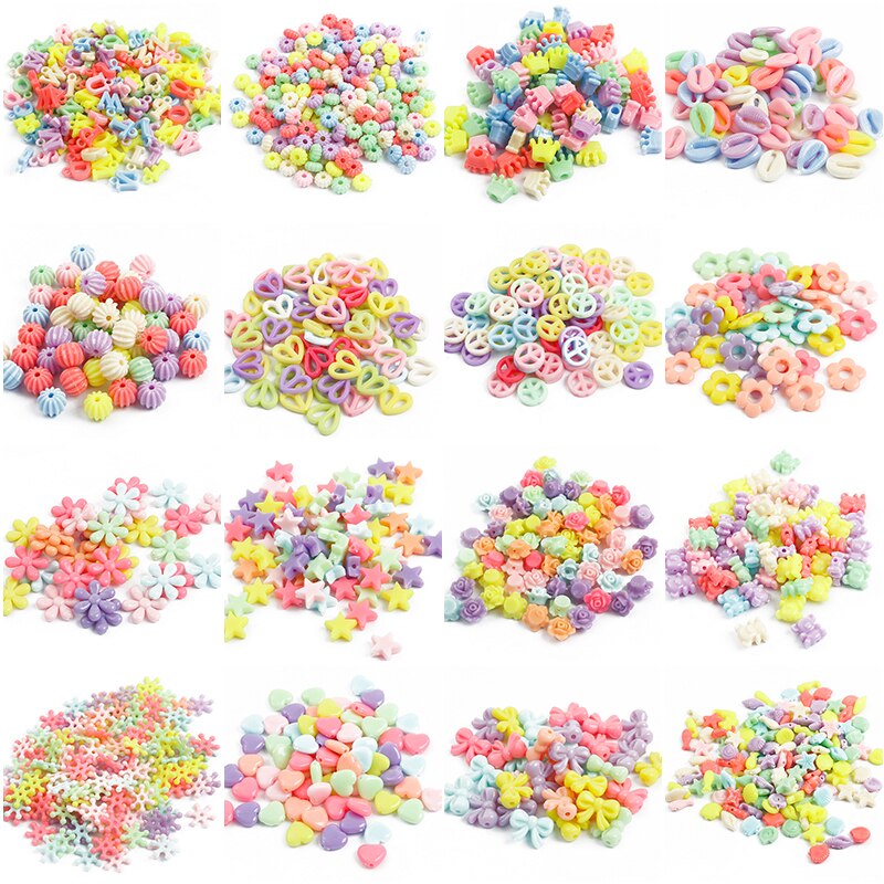 Hạt nhựa acrylic nhiều hình dạng khác nhau nhiều màu sắc cho trẻ làm đồ thủ công DIY
