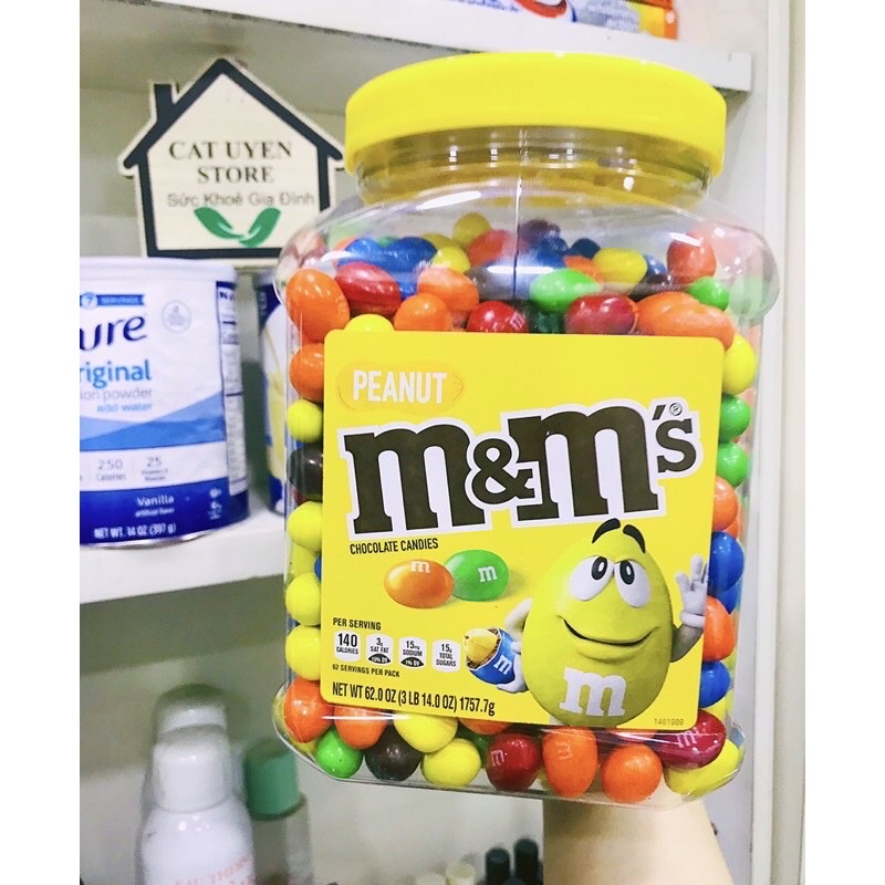 Kẹo Socola M&M hộp 1kg8 nhân đậu & Viên socola nguyên bản