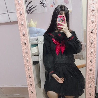 YAS0259-Áo + váy thủy thủ đồng phục học sinh Nhật Bản thêu sáu cánh