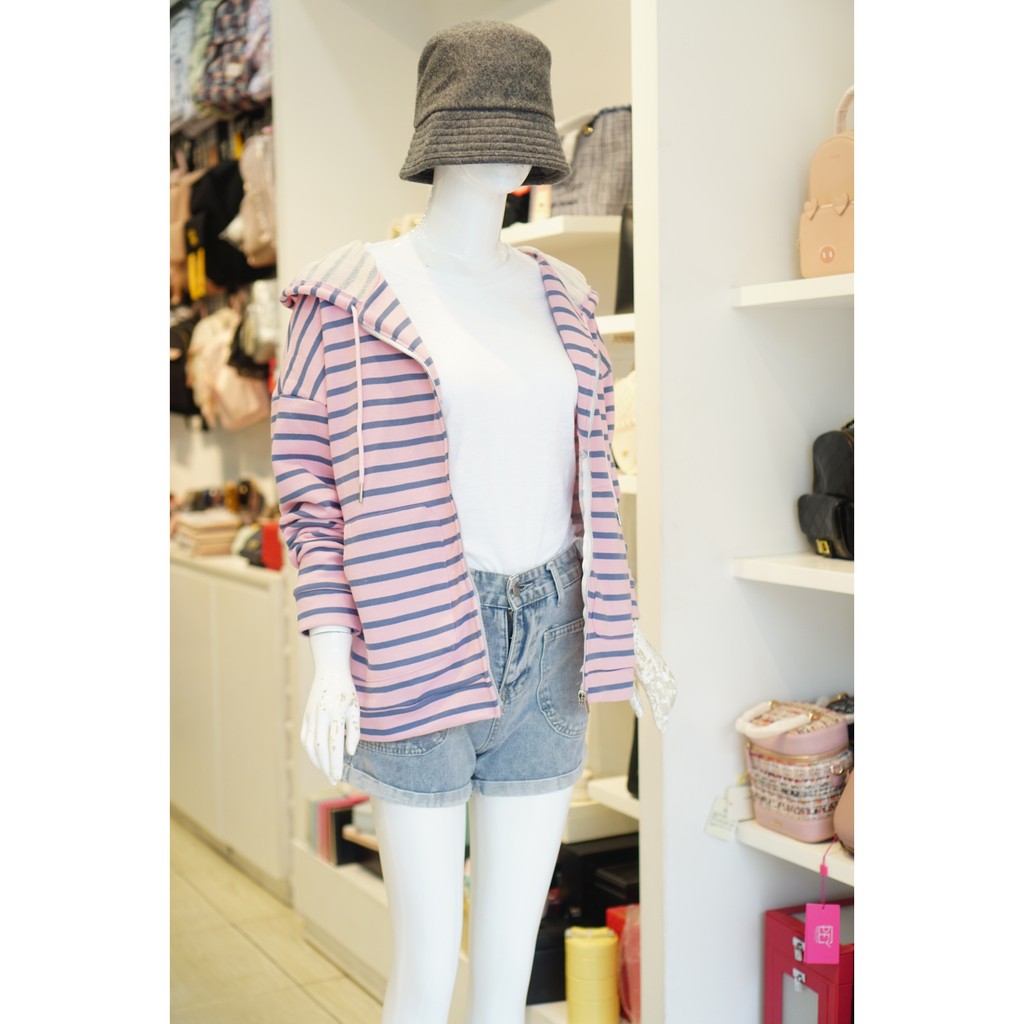 [Mã WAMT1505 giảm 10K đơn 0K] Áo Khoác Thun Menina Sọc 074 Hồng | BigBuy360 - bigbuy360.vn