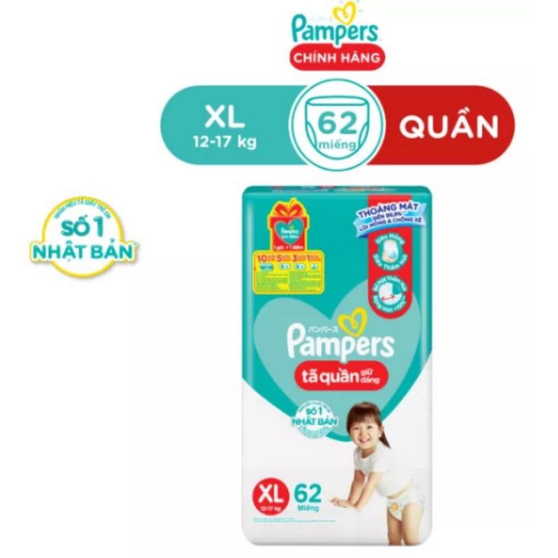 Tã quần Pampers giữ dáng mẫu mới M74 L68 XL62 XXL56