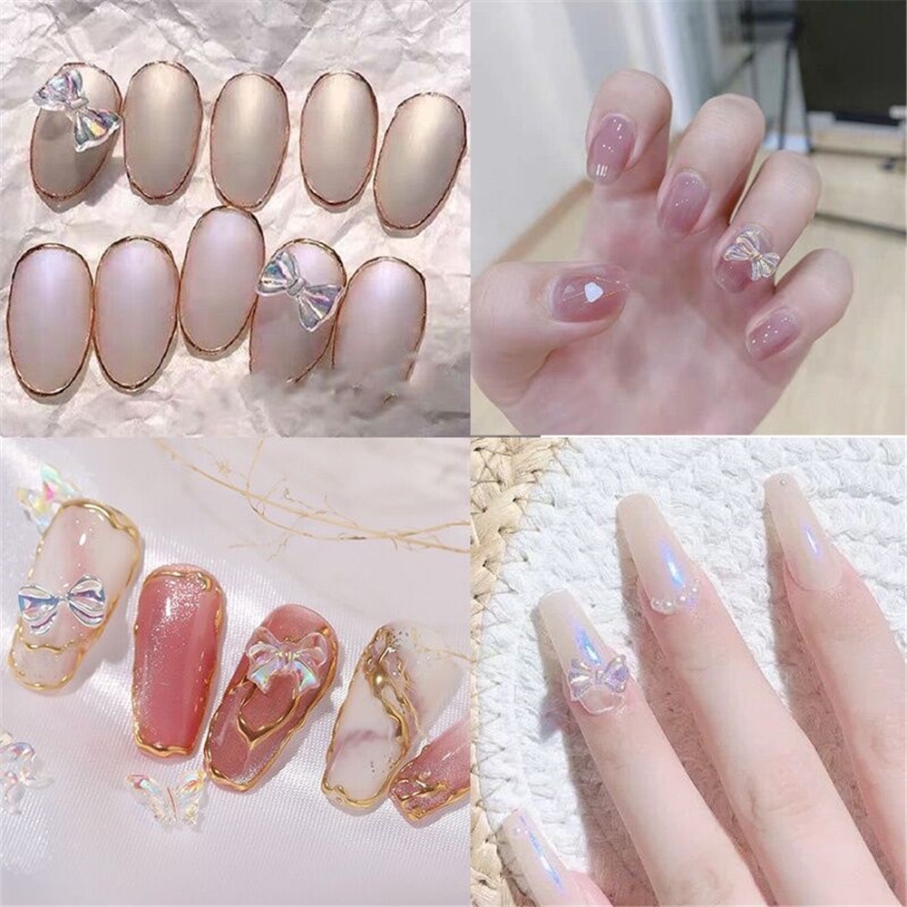 Set 30 Hạt Nhựa Hình Bướm Trong Suốt Đính Móng Nghệ Thuật