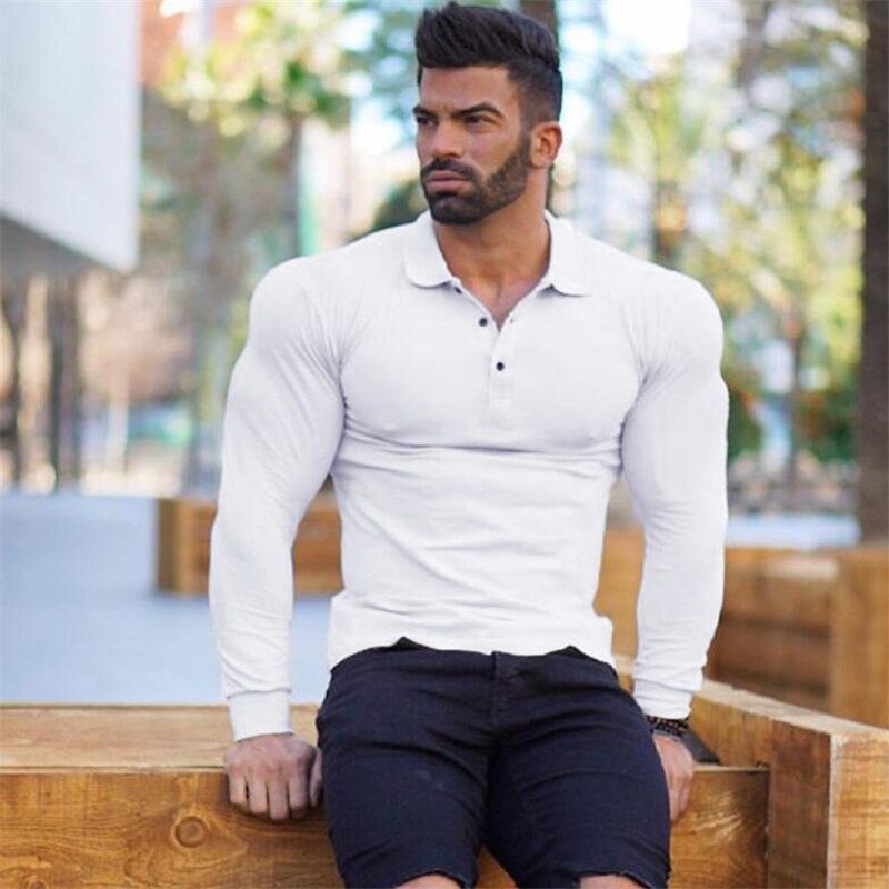 Áo thun cổ polo tay dài phong cách thể thao thời trang dành cho nam