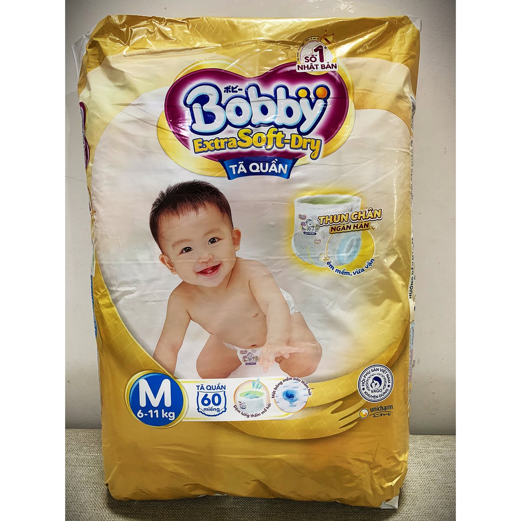 1 GÓI Tã Quần Bobby Extra Soft Dry M60/L52 /XL46/XXL46 MIẾNG