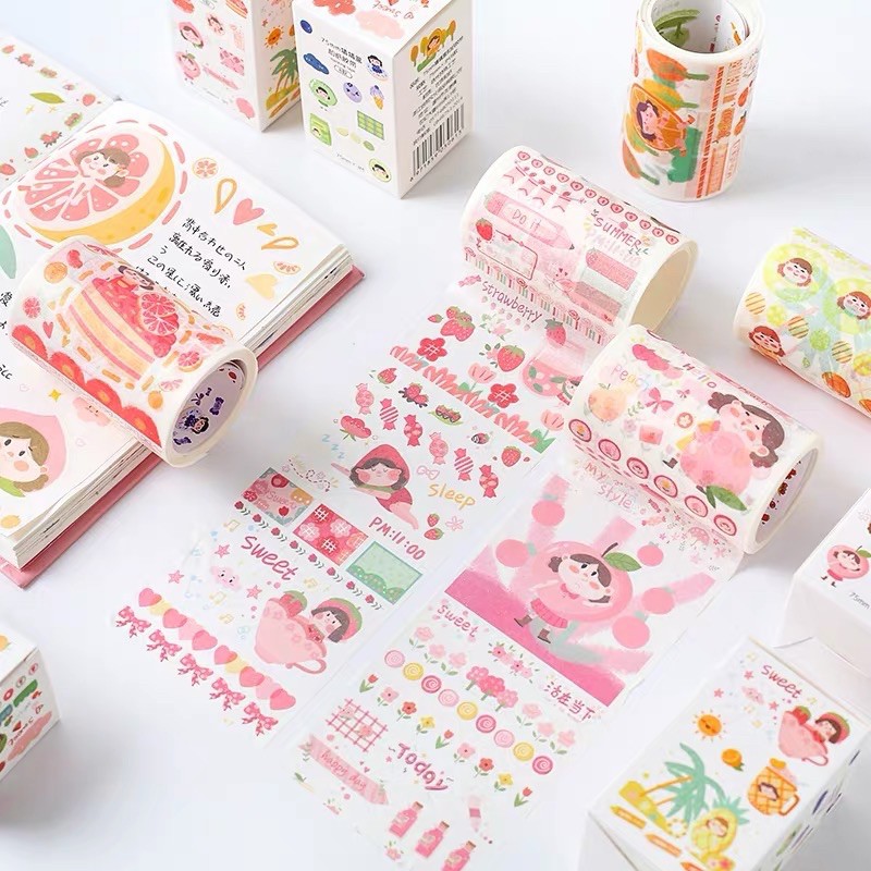 Chu kì washi tape bản rộng 7.5cm (chu kì 35cm không phải nguyên cuộn)