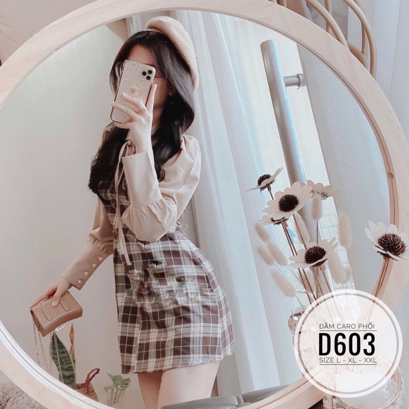 Bigsize Đầm caro phối D603 | BigBuy360 - bigbuy360.vn