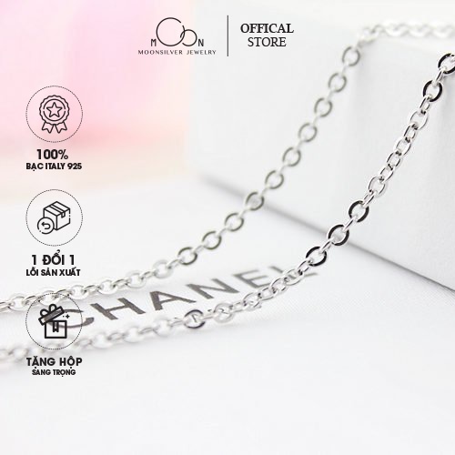 Dây chuyền bạc trơn, vòng cổ bạc trơn không có mặt cho trẻ em bạc ta nguyên chất 999