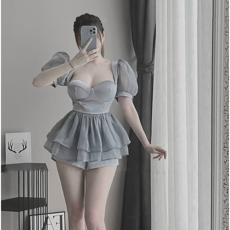 [HCM] Sét Bộ Áo Xòe 2 Lớp Bèo Lai Tay Phồng Thời Trang Nữ Sam Closet Free Size 40-55kg