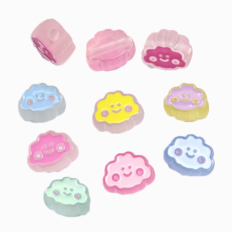 Set 5 Hạt Nhựa Trong Suốt Hình Đám Mây Cười Dùng Làm Vòng Tay/Vòng cổ Cho Bé Gái