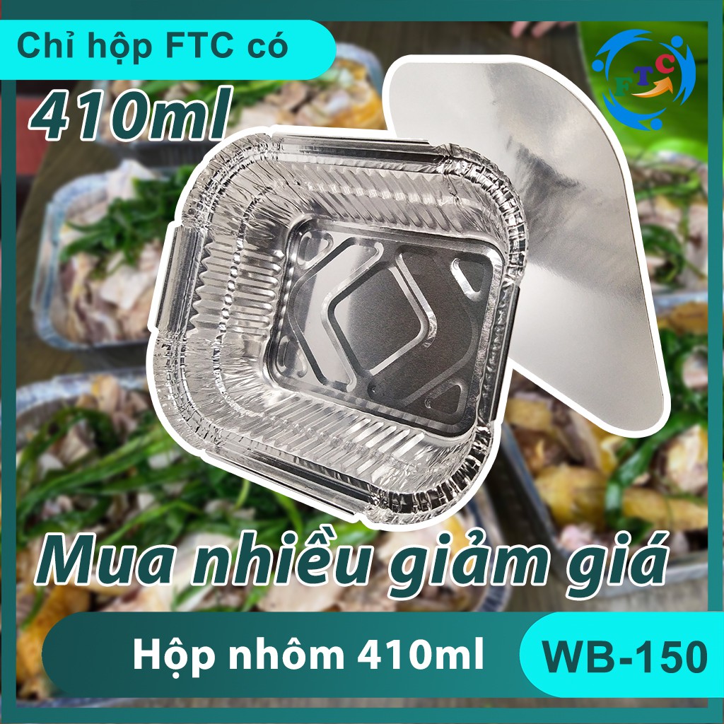 "CAO CẤP" HỘP NHÔM (KHAY GIẤY BẠC CÓ NẮP) - CHỨNG NHẬN VS ATTP - ĐỰNG THỰC PHẨM DÙNG 1 LẦN 1 NGĂN 410ML