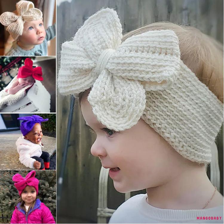 ♬Mg♪-Girls Bé Tập Đi Turban Chắc Chắn Băng Đô Quấn Tóc Nơ Phụ Kiện Mũ Nón