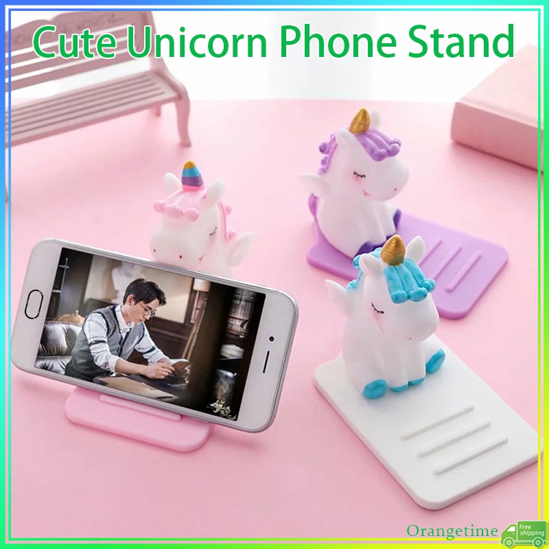 Giá Đỡ Điện Thoại / Điện Thoại Để Bàn 4 Góc Bằng Silicon Chống Trượt Hình Kỳ Lân Dễ Thương