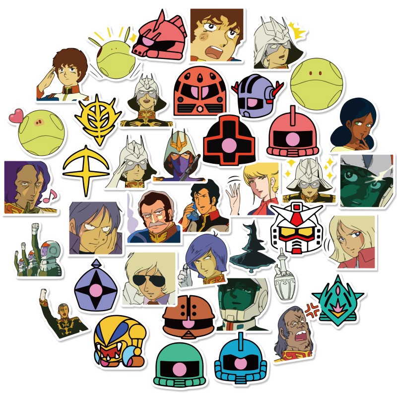 Set 40 miếng sticker dán trang trí chống thấm hình anime MOBILE SUIT GUNDAM