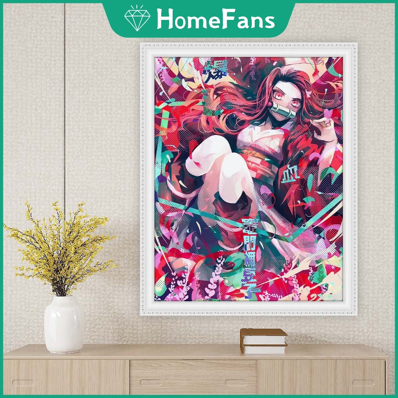 Bộ Tranh Đính Đá 5D Tự Làm Hình Demon Slayer 30x40cm / 40x50cm
