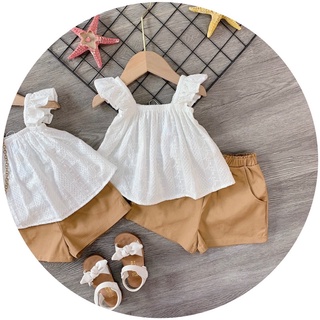 Set áo trắng phối quần thô cho bé gái