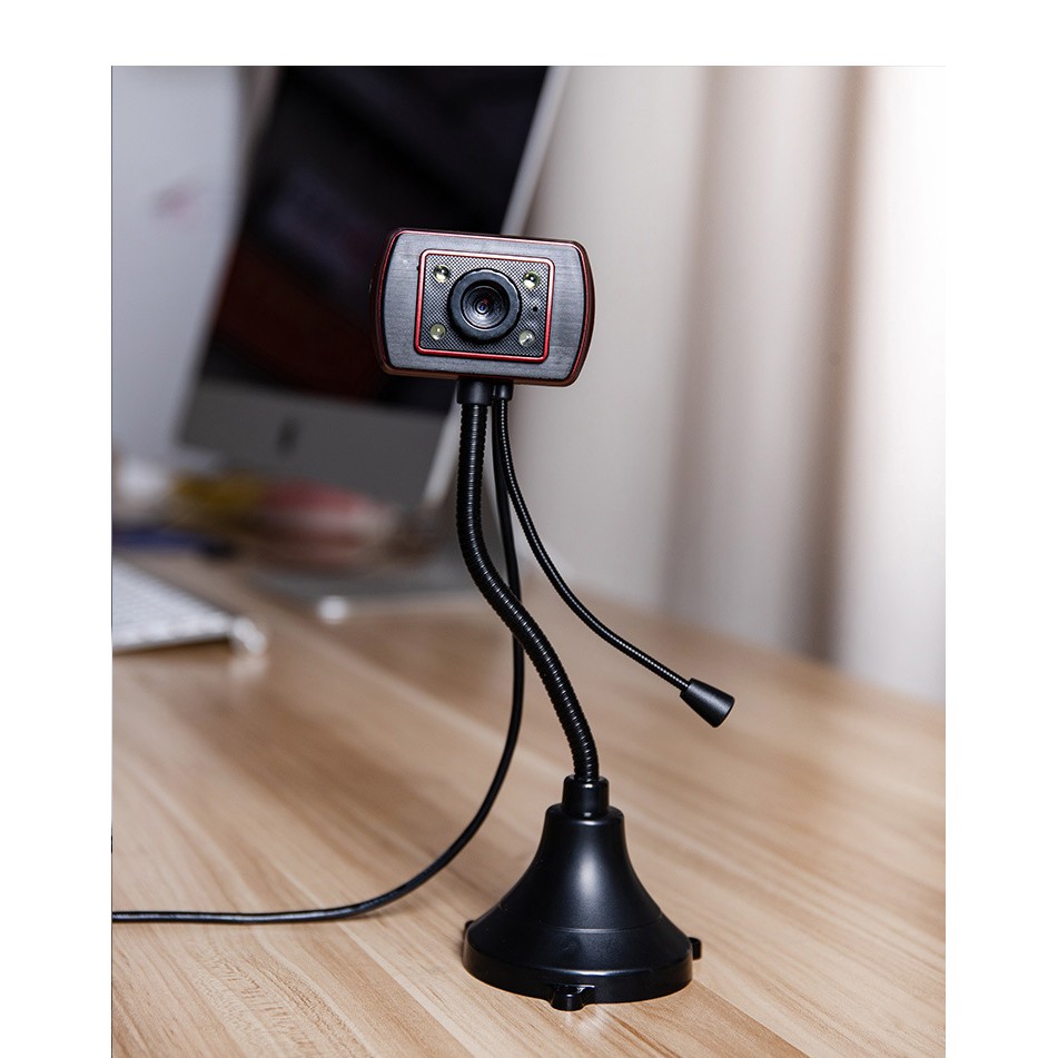 (Bảo hành 06 tháng) Webcam Chân Cao có mic dùng cho máy tính có tích hợp mic và đèn Led trợ sáng -Webcam máy tính để bàn