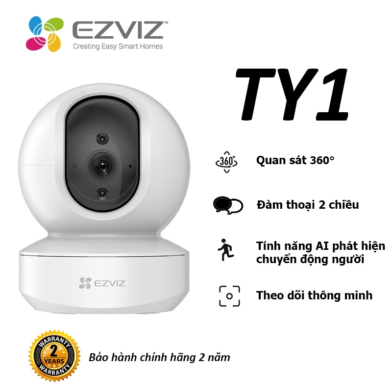 Camera Wifi Không Dây  Gia Đình Ezviz CS-TY1 Full HD 1080P 2MP- Xoay 360 độ - Đàm Thoại Loa 2 Chiều- Hàng chính hãng
