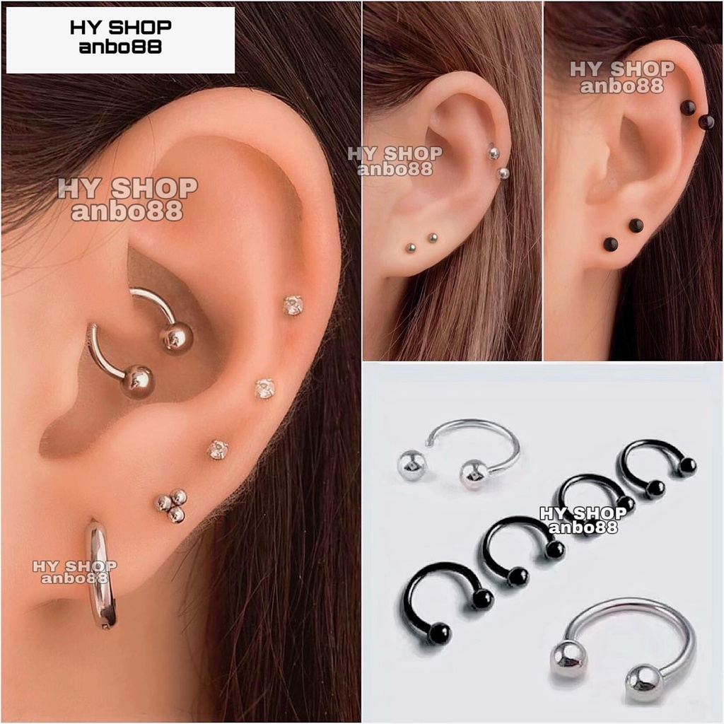 Bông tai titan thép y tế kiểu dáng hình chữ u không dị ứng