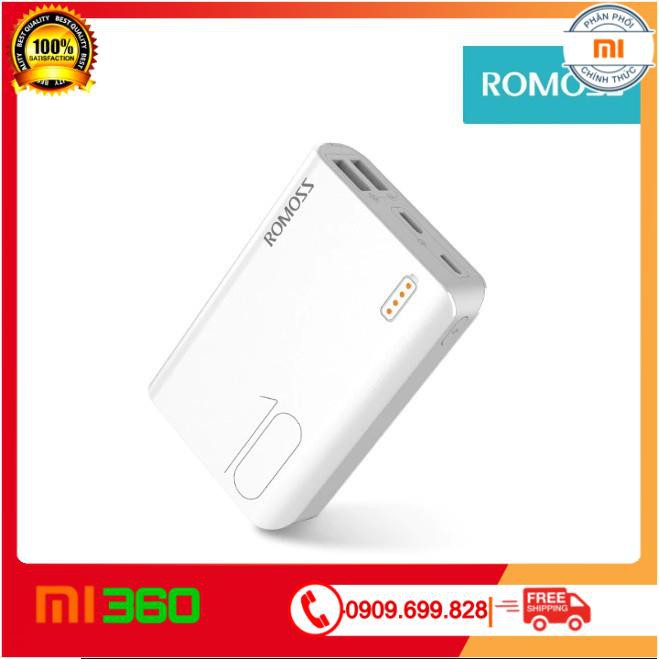 Sạc Dự Phòng Romoss Sense 4 Mini 10000Mah Siêu Nhỏ 3 Cổng Sạc Vào