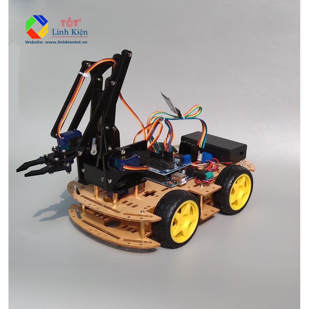 [KÈM CODE] Bộ Xe Arduino Car Arm DIY 4 bậc Robot Điều Khiển PS2