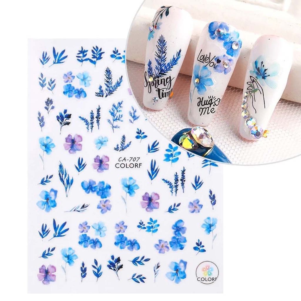 [Hàng mới về] Miếng Dán Trang Trí Móng Tay Nghệ Thuật Họa Tiết Hoa Lá Thời Trang Diy Cho Nữ